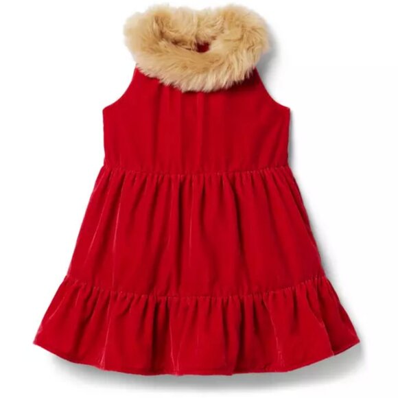 Janie and Jack Other - Girl Holiday Red Velvet Faux Fur Collared Dress by Janie and Jack